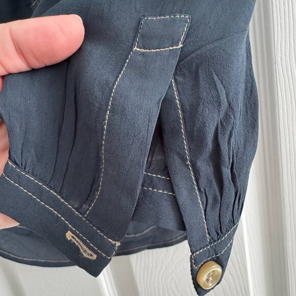 Isabel Marant Etoile "GINOS" crepe blouse in dark turquoise, size 36 (fits XS) - Picture 4 of 8